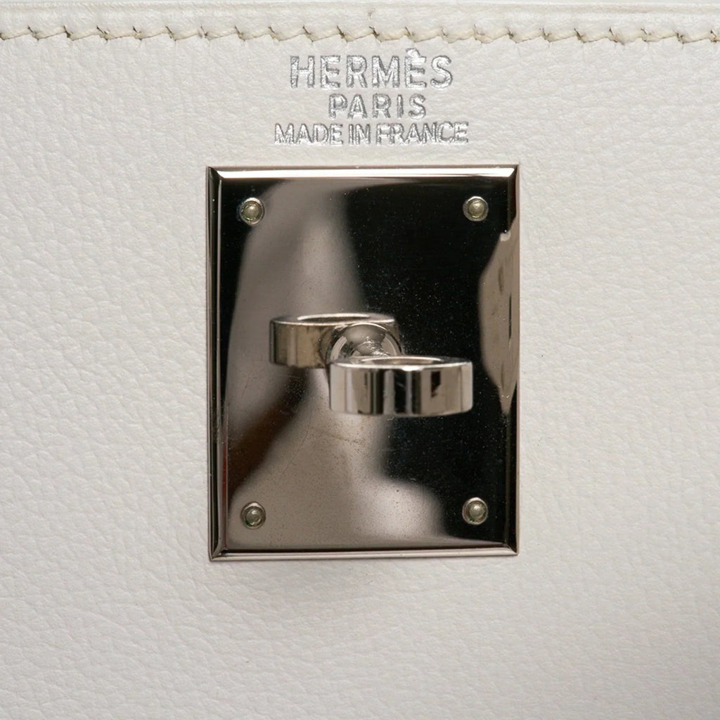 Kelly Ado 28 Bag White Evergrain Palladium Hardware