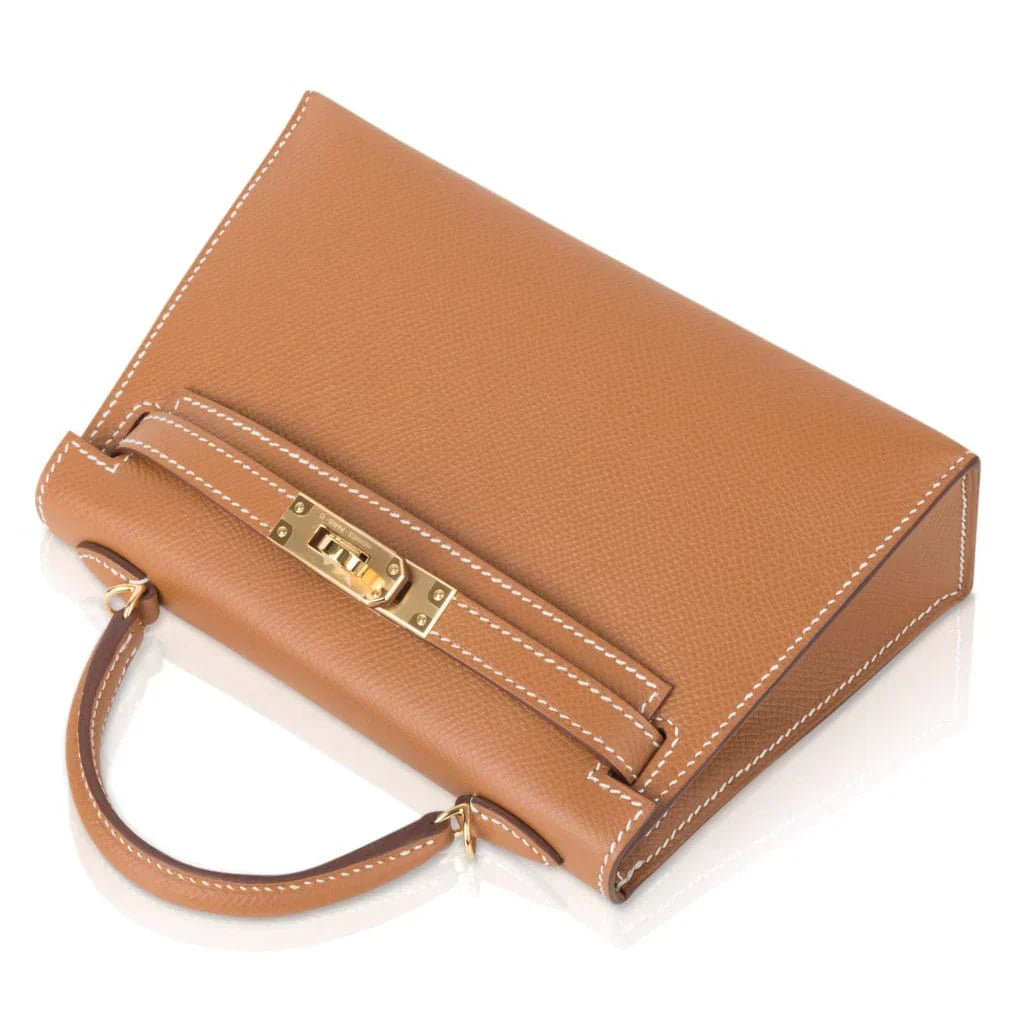 Mini Kelly 20 Bag Sellier Gold Epsom Leather with Gold Hardware