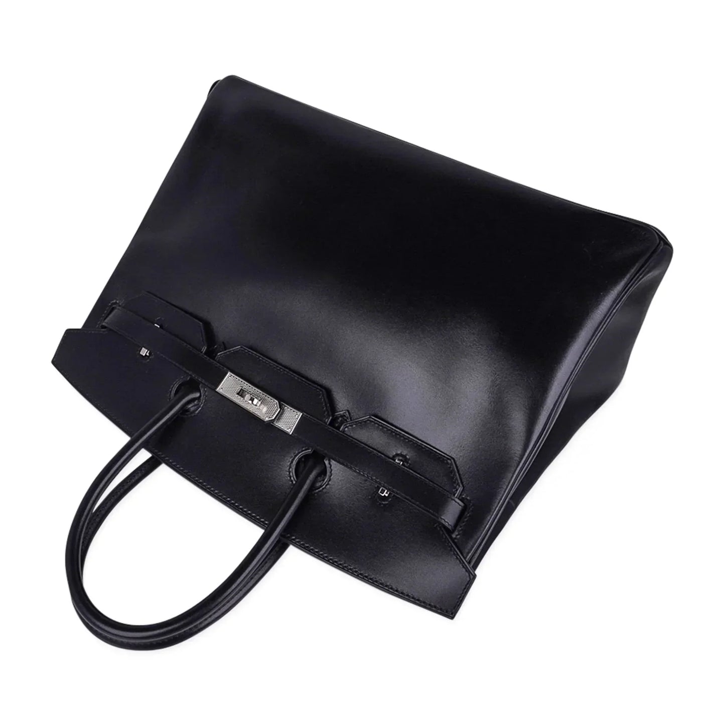 Birkin 35 Bag Black Box Palladium Guilloche Hardware