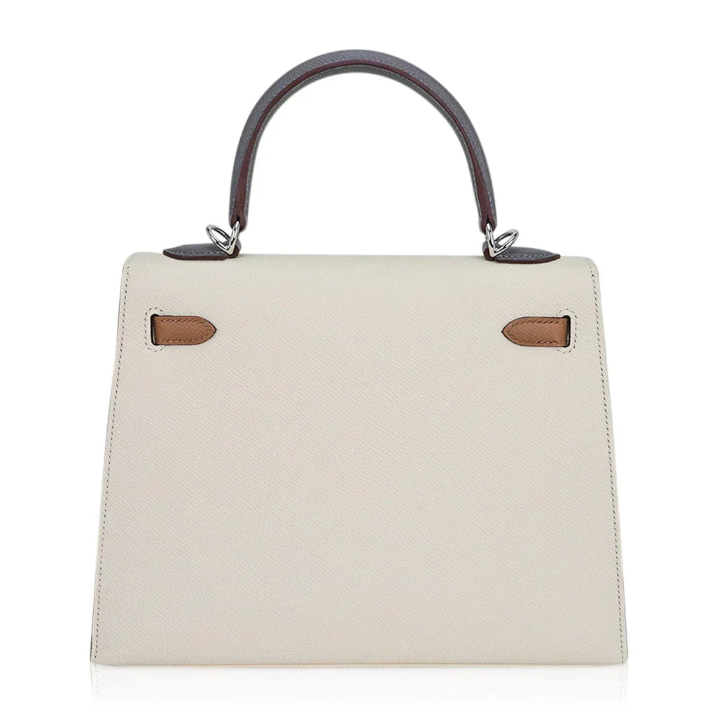 Kelly Sellier 25 Bag Nata Chai & Gris Meyer Epsom Leather with Palladium Hardware