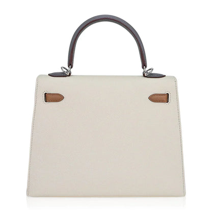 Kelly Sellier 25 Bag Nata Chai & Gris Meyer Epsom Leather with Palladium Hardware