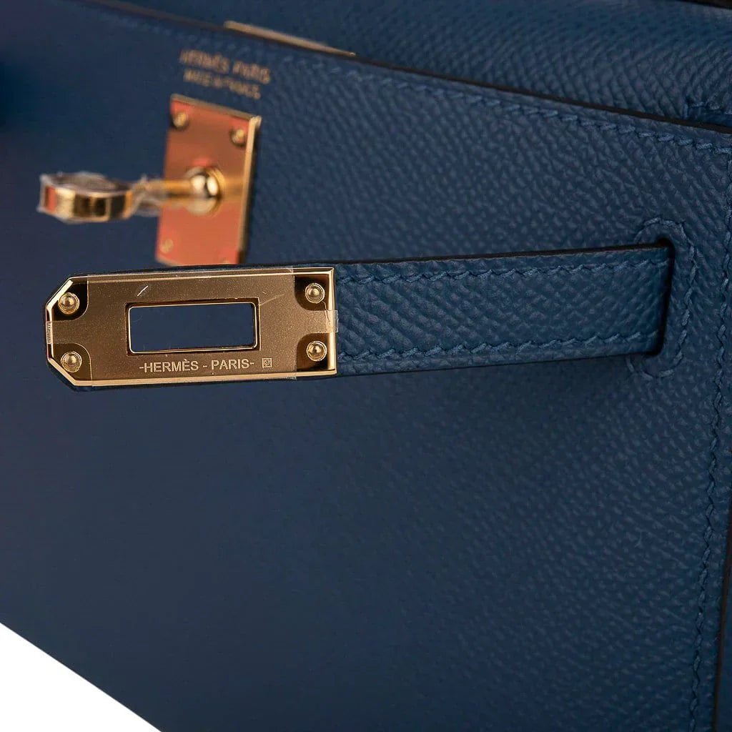 Kelly 20 Mini Sellier Bag Deep Blue Epsom Leather Gold Hardware
