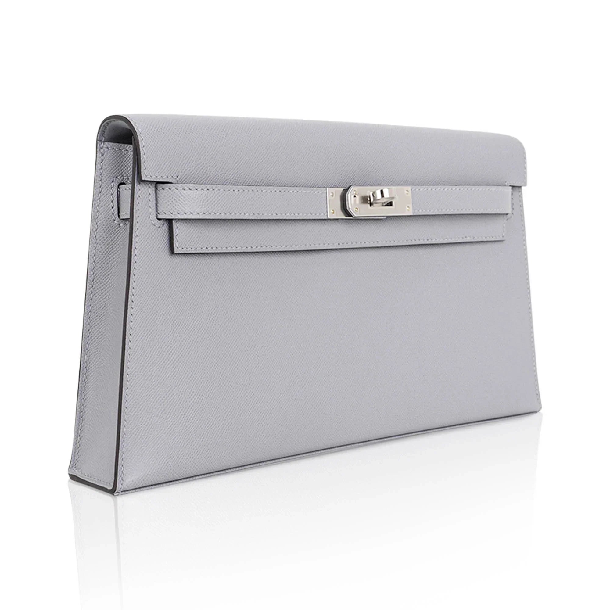 Kelly Elan Gris Pantin Veau Madame Leather with Palladium Hardware