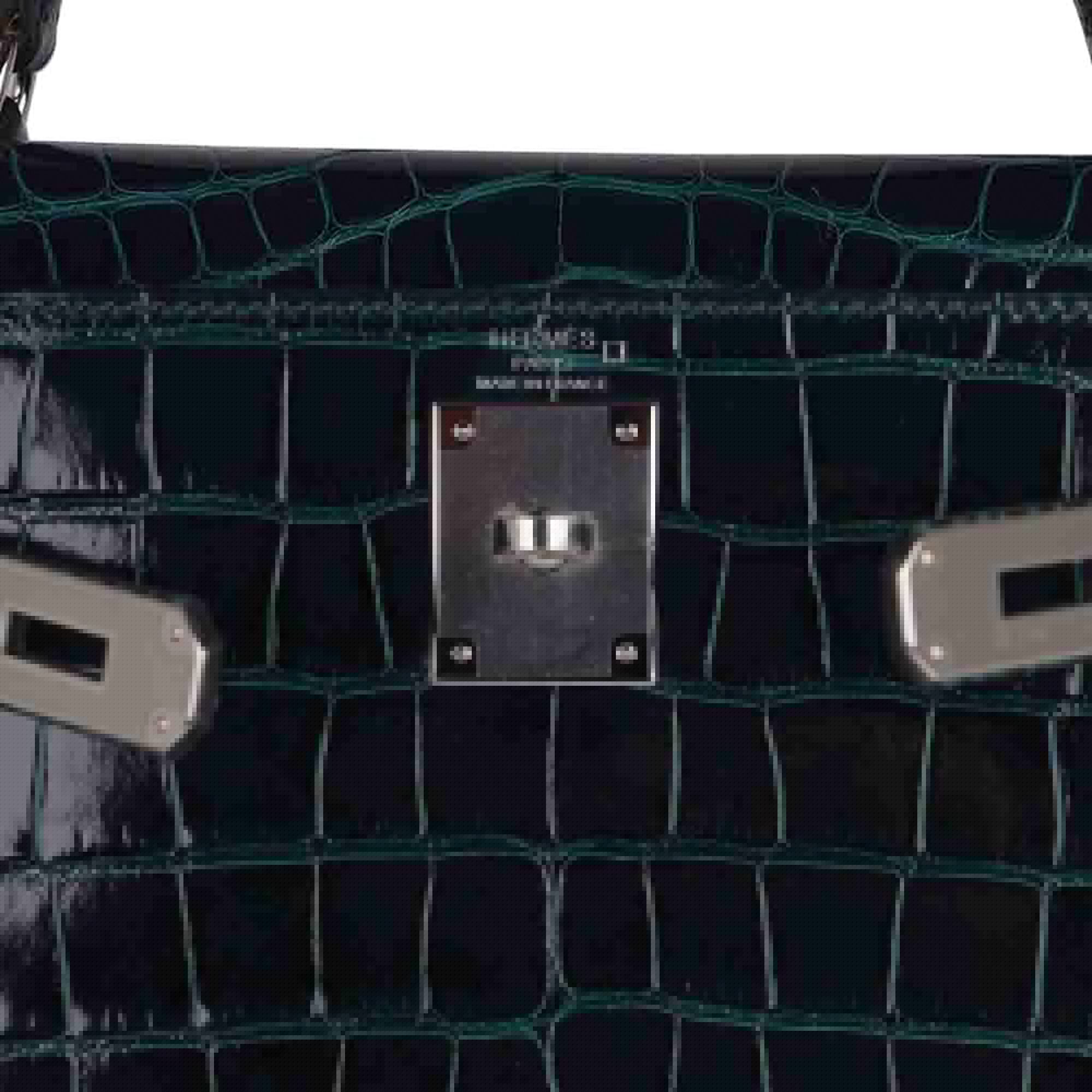 Kelly 28 Sellier Verso Vert Cypress / Vert Jade Bag Alligator Palladium Hardware