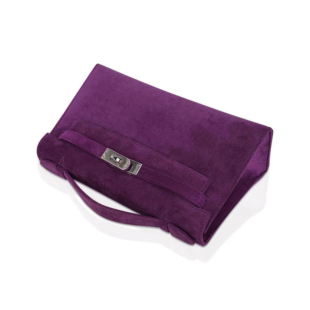 Limited Edition Kelly Pochette Violet Doblis Clutch Bag with Palladium Hardware