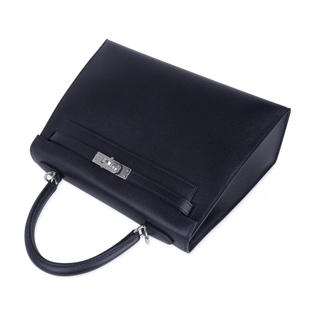 Verso Kelly Sellier 25 Bag Bleu de Minuit & Etrusque Veau Madame Leather with Palladium Hardware