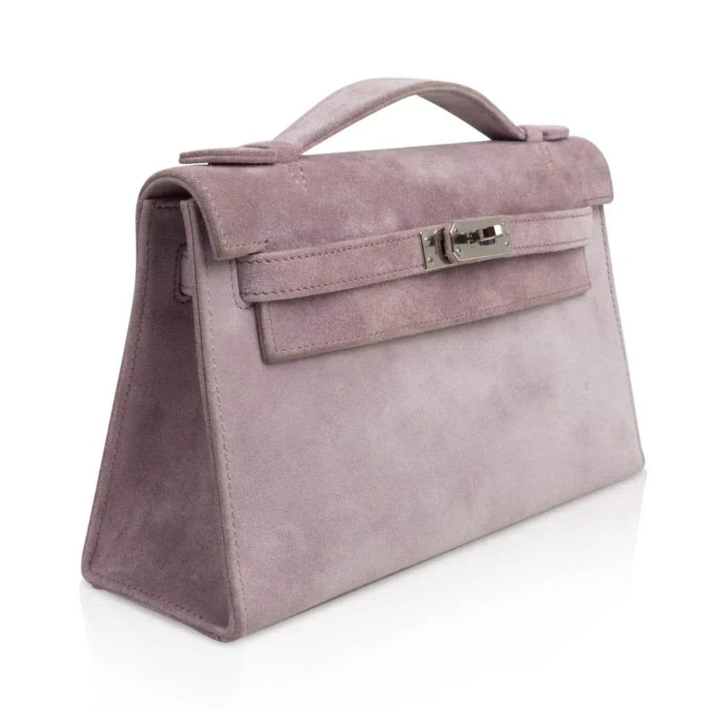 Kelly Pochette Lilac Doblis Suede Palladium