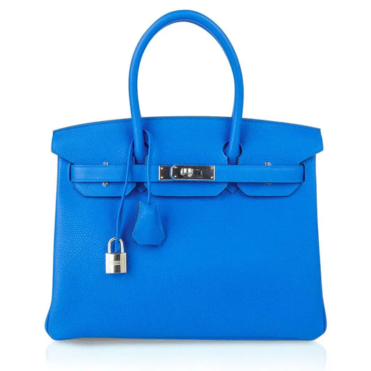 Verso Birkin 30 Bag Blue Zanzibar & Malachite Togo Leather with Palladium Hardware