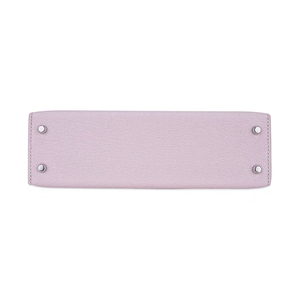 Mini Kelly 20 Bag Sellier Mauve Pale Chevre Leather with Palladium Hardware
