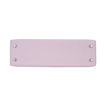 Mini Kelly 20 Bag Sellier Mauve Pale Chevre Leather with Palladium Hardware