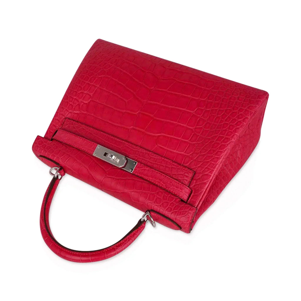 Kelly 28 Bag Rose Extreme Matte Alligator with Palladium Hardware