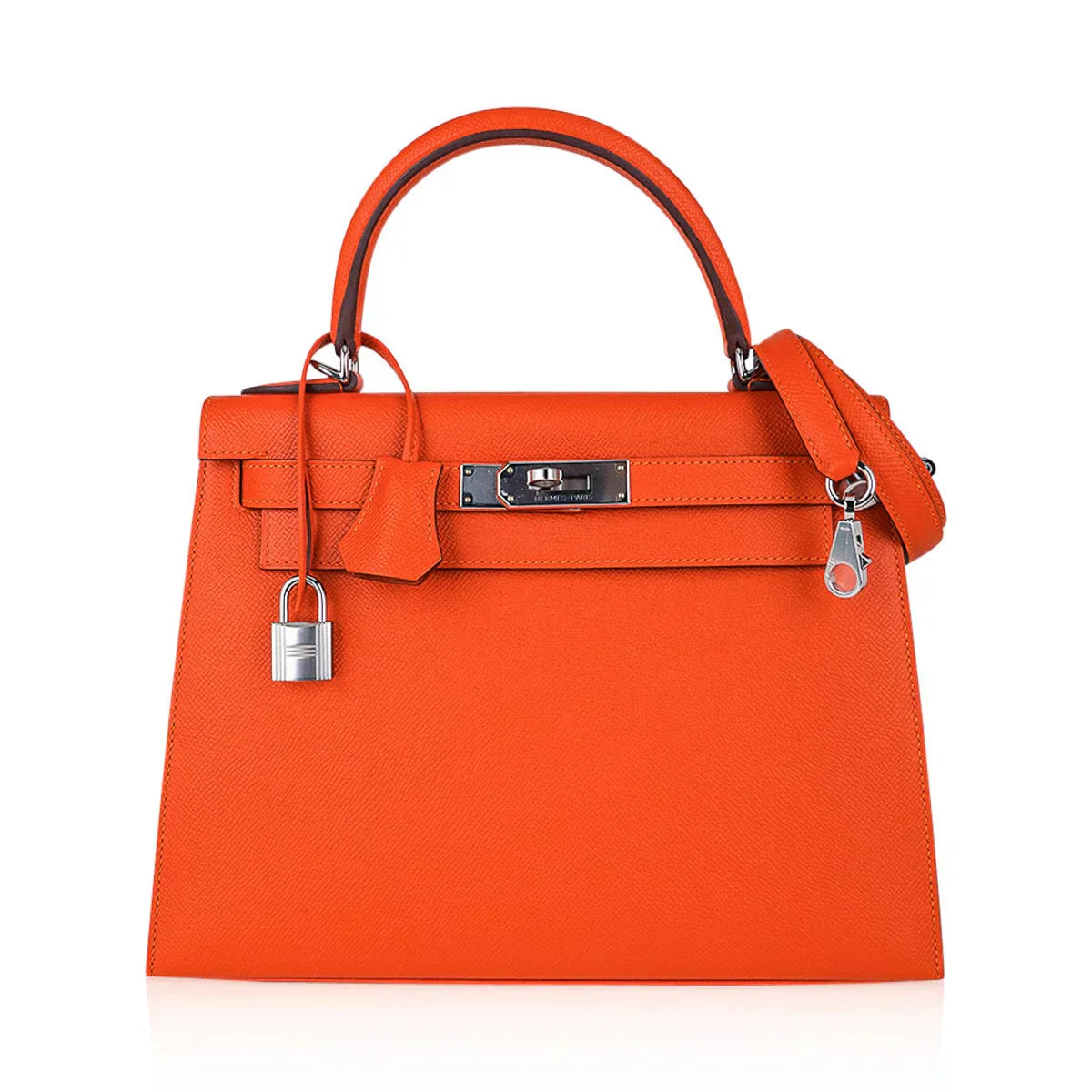 Kelly 28 Sellier Bag Feu Epsom Leather Palladium Hardware