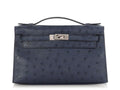 Kelly Pochette Clutch Bag crafted from top-layer cowhide with ostrich pattern