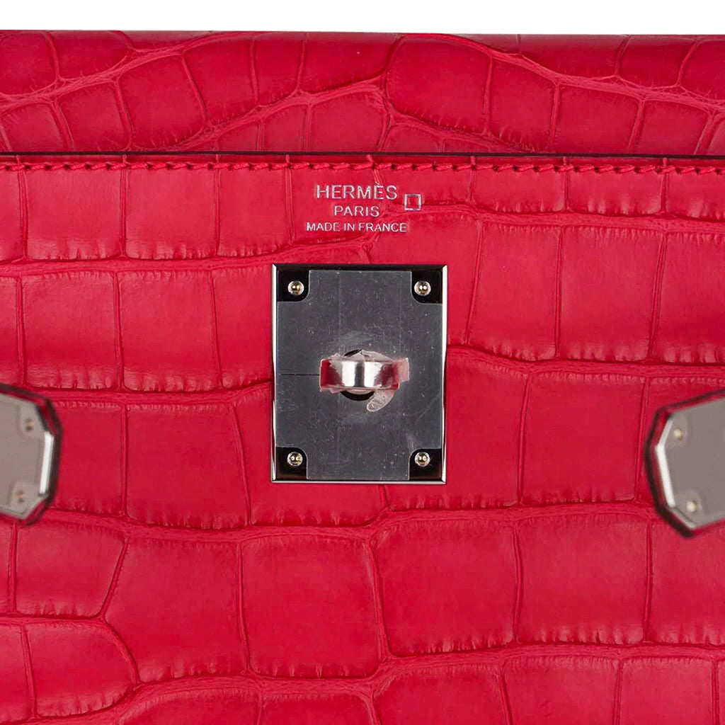 Kelly 28 Bag Rose Extreme Matte Alligator with Palladium Hardware