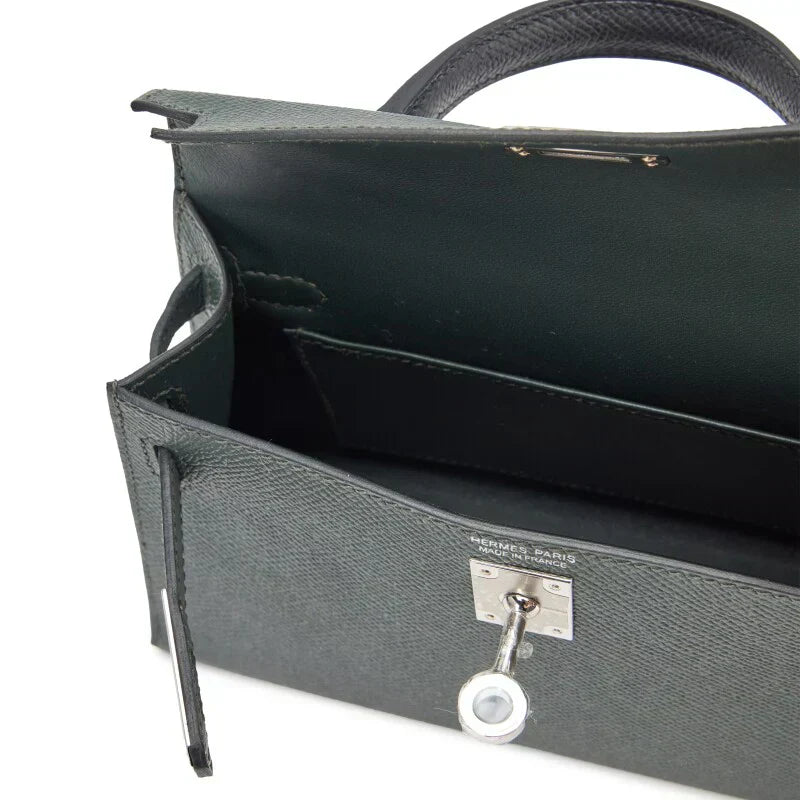 Kelly 20 II Vert Amande and Black Epsom Mini Palladium Hardware