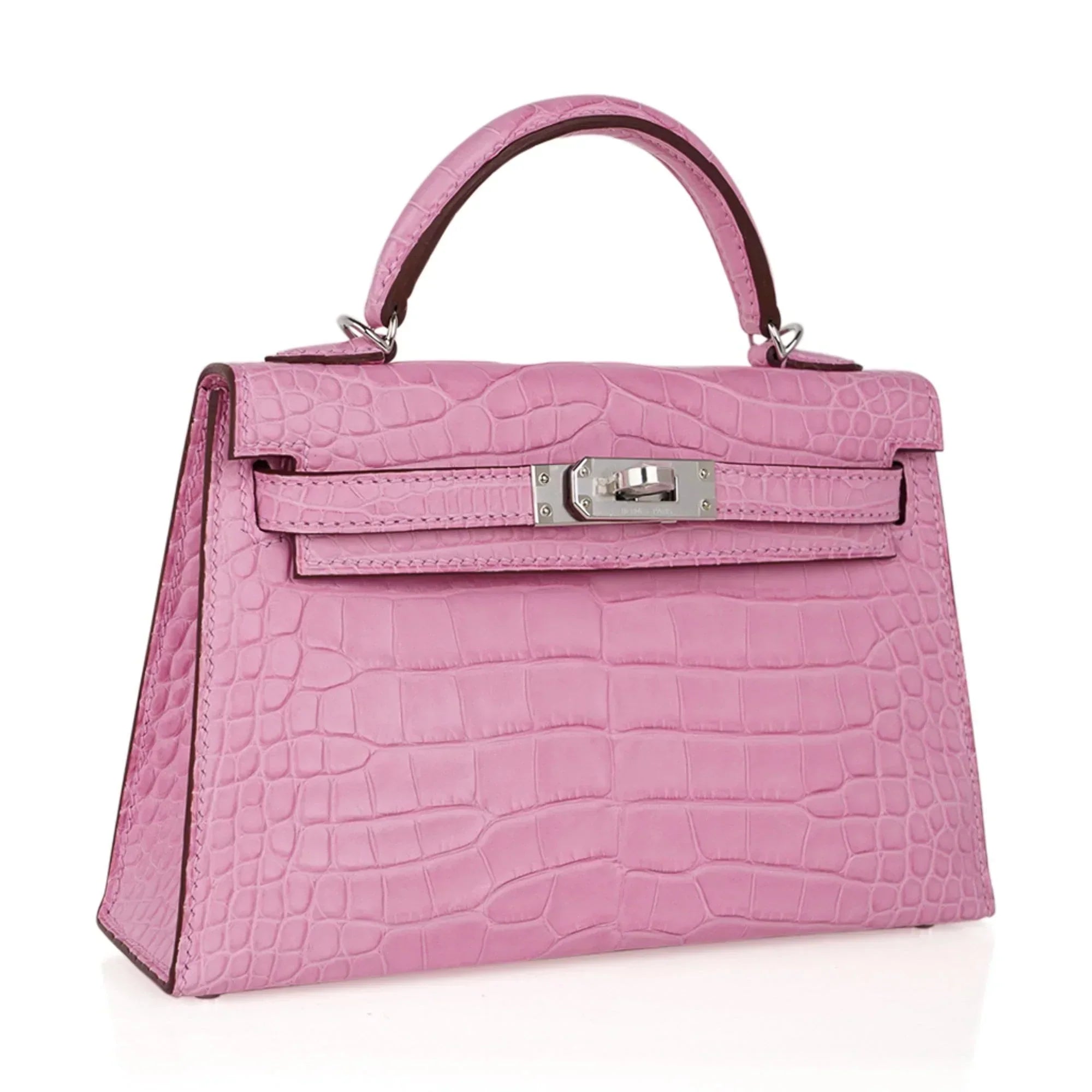 Kelly 20 Mini Sellier Bag 5P Pink Matte Alligator Palladium Limited Edition