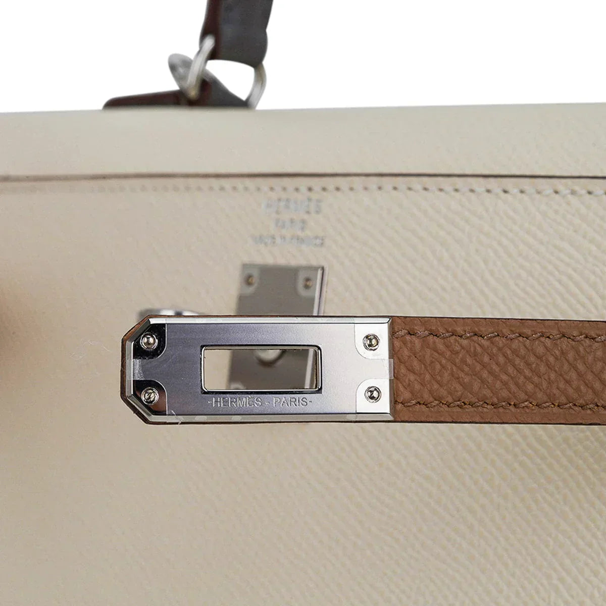 Kelly Sellier 25 Bag Nata Chai & Gris Meyer Epsom Leather with Palladium Hardware