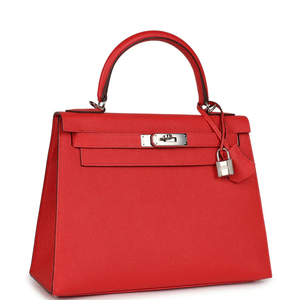 Kelly Sellier Rouge Tomate Epsom Palladium Hardware