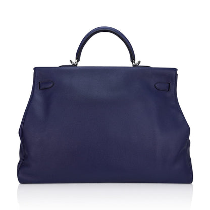 Kelly 50 Voyage Blue De Malte Bag Palladium Hardware Novillo Leather Limited Edition