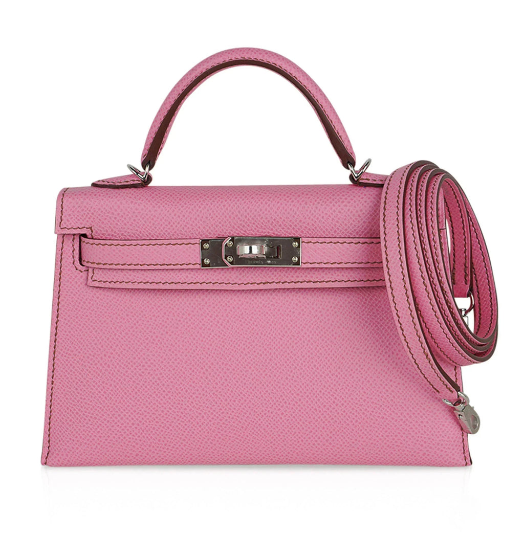 Mini Kelly 20 Sellier Bag in 5P Pink Bubblegum Epsom Leather with Palladium Hardware