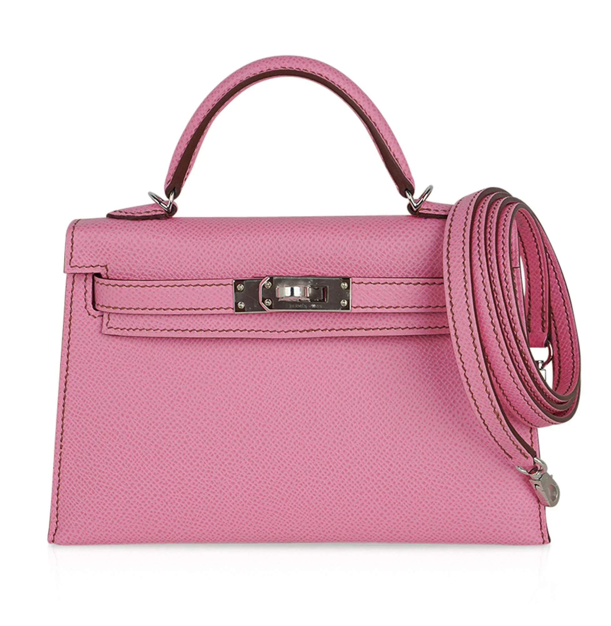 Mini Kelly 20 Sellier Bag in 5P Pink Bubblegum Epsom Leather with Palladium Hardware