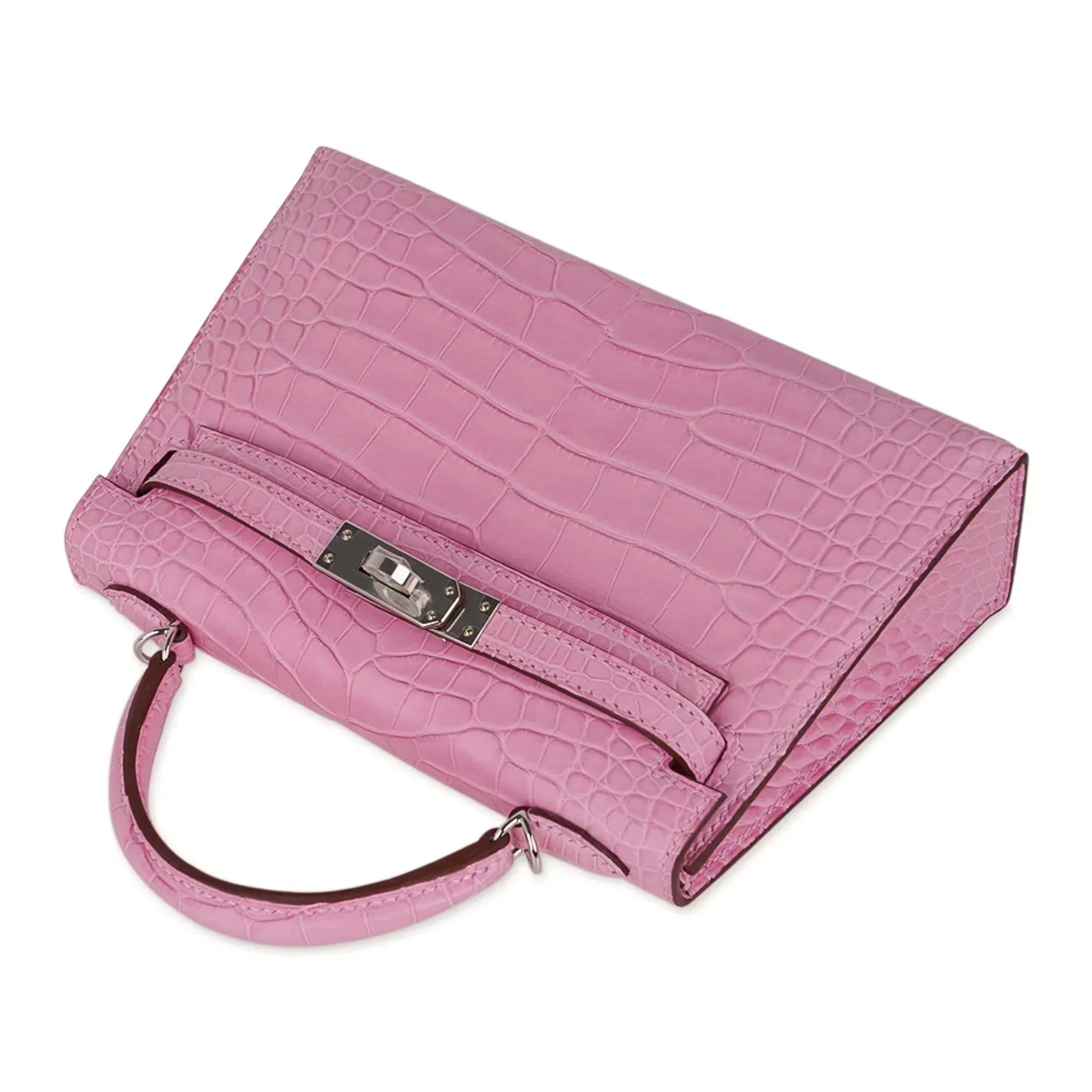 Kelly 20 Mini Sellier Bag 5P Pink Matte Alligator Palladium Limited Edition