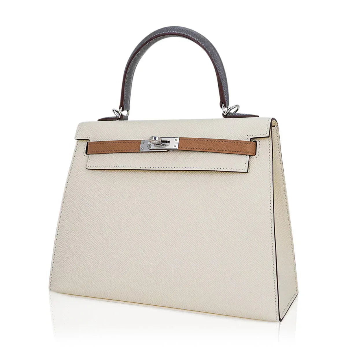 Kelly Sellier 25 Bag Nata Chai & Gris Meyer Epsom Leather with Palladium Hardware