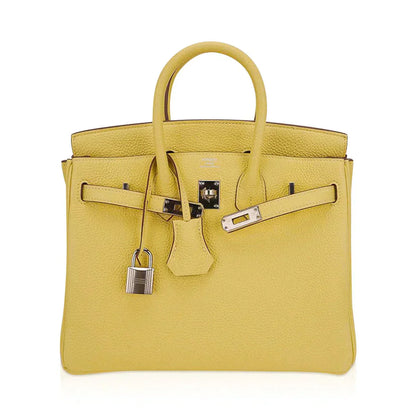 Birkin 25 Bag Jaune Poussin Togo Leather with Palladium Hardware
