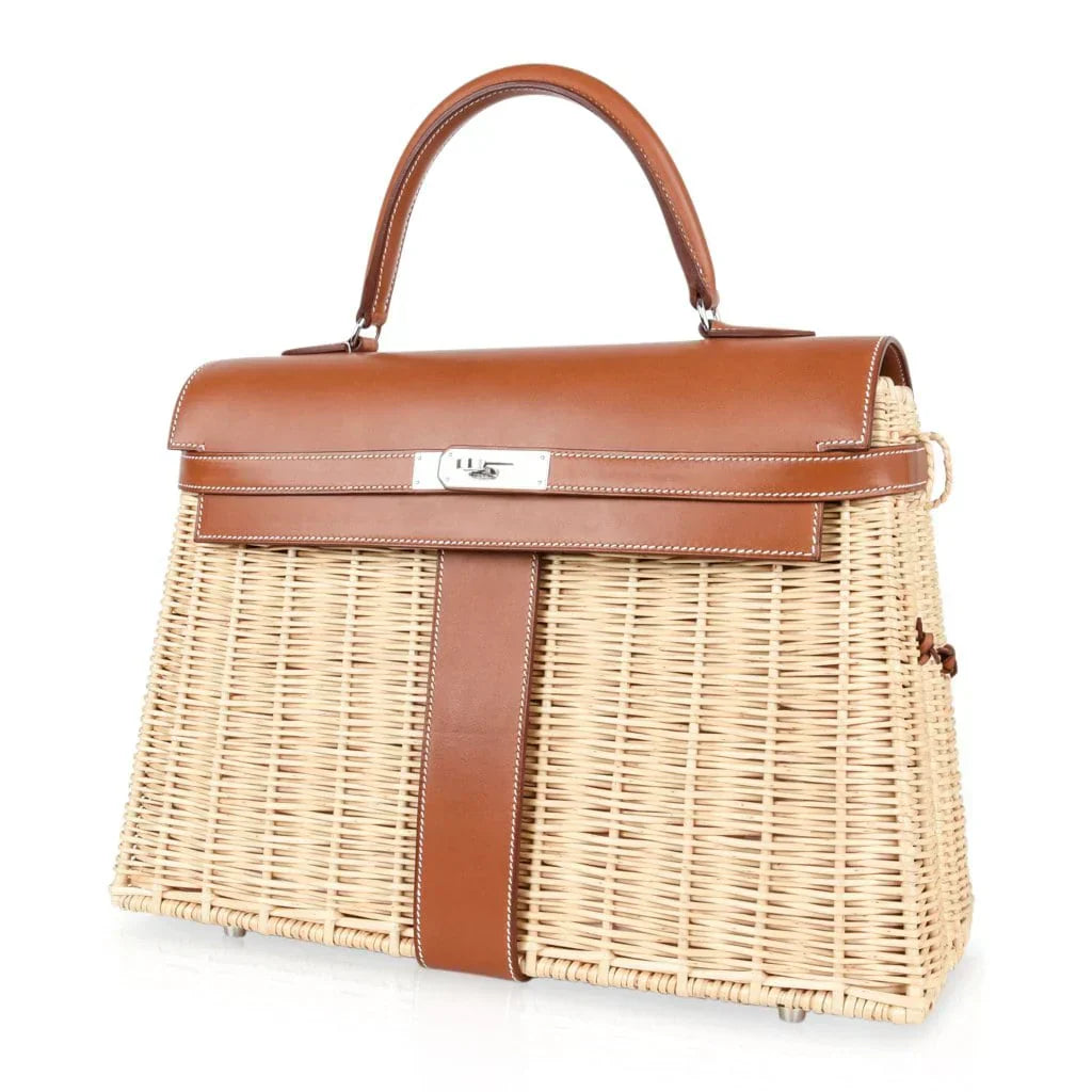 Kelly 35 Bag Picnic Wicker / Osier Palladium Hardware Limited Edition