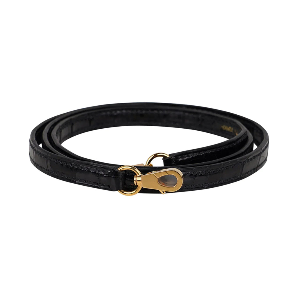 Kelly 20 Mini Sellier Bag Black Alligator Gold Hardware