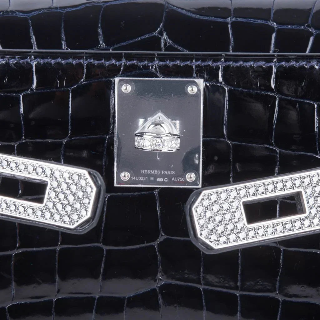 Kelly Cut Diamond Blue Marine Crocodile Bag Exquisite Clutch