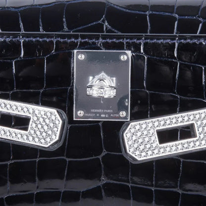Kelly Cut Diamond Blue Marine Crocodile Bag Exquisite Clutch