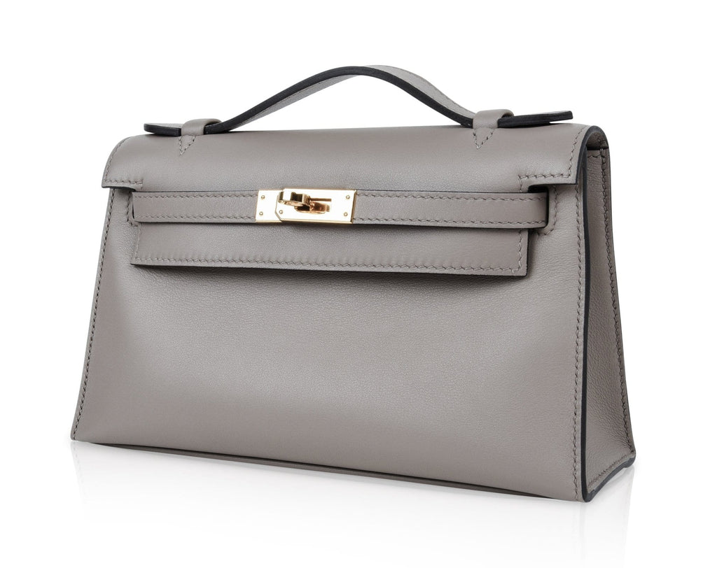Kelly Pochette Gris Asphalte Swift Gold Hardware