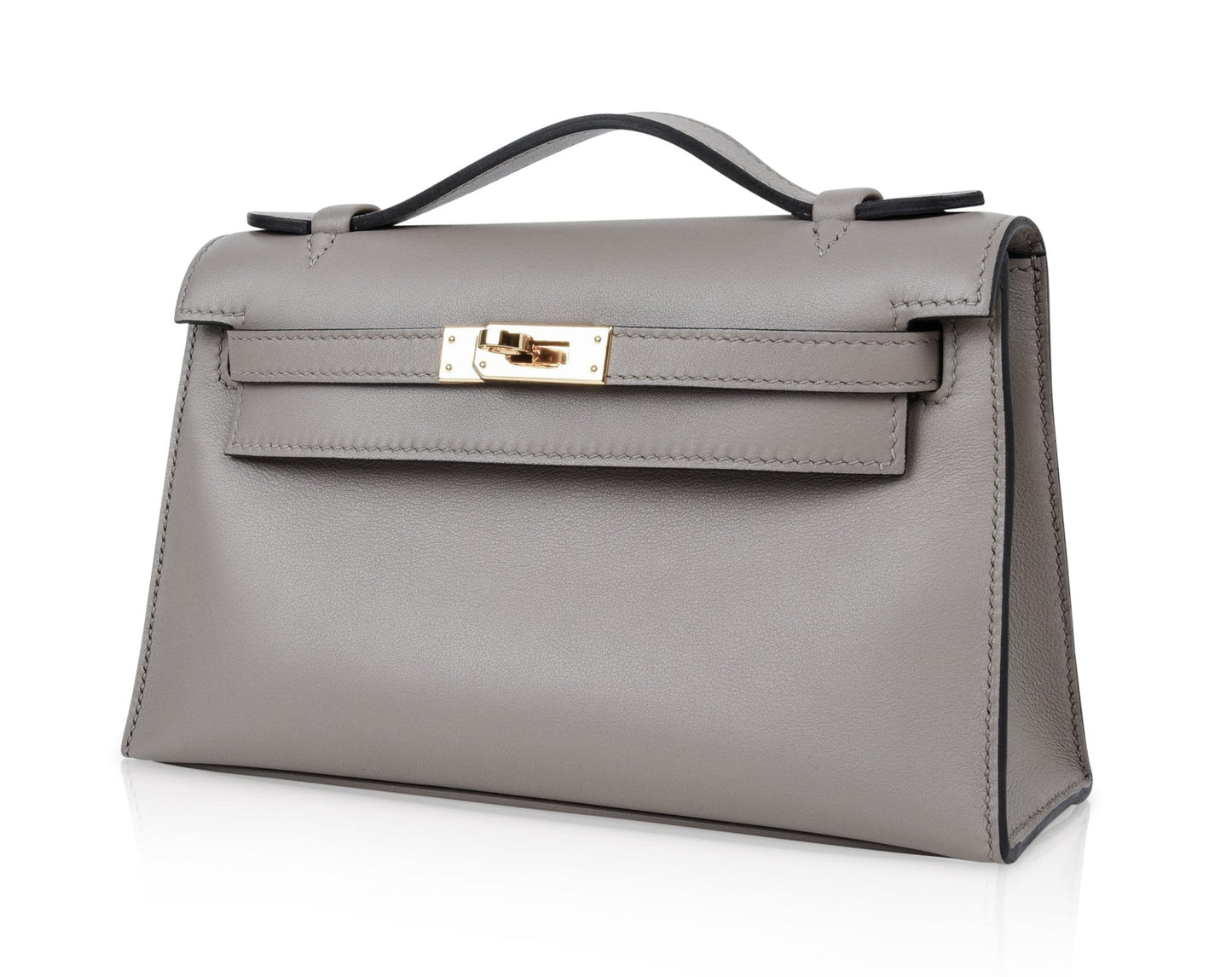 Kelly Pochette Gris Asphalte Swift Gold Hardware