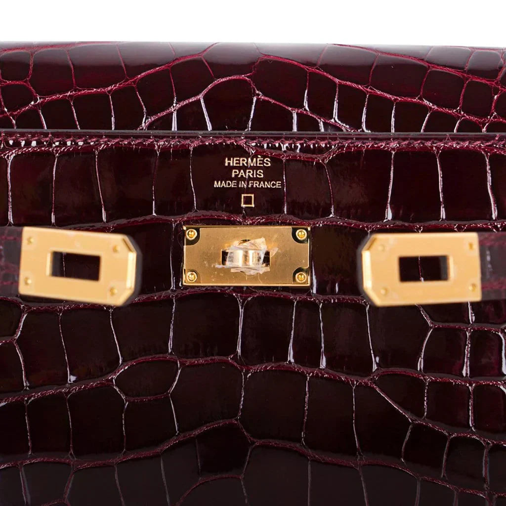 Kelly Classique To Go Wallet Bordeaux Alligator Gold Hardware New w/Box