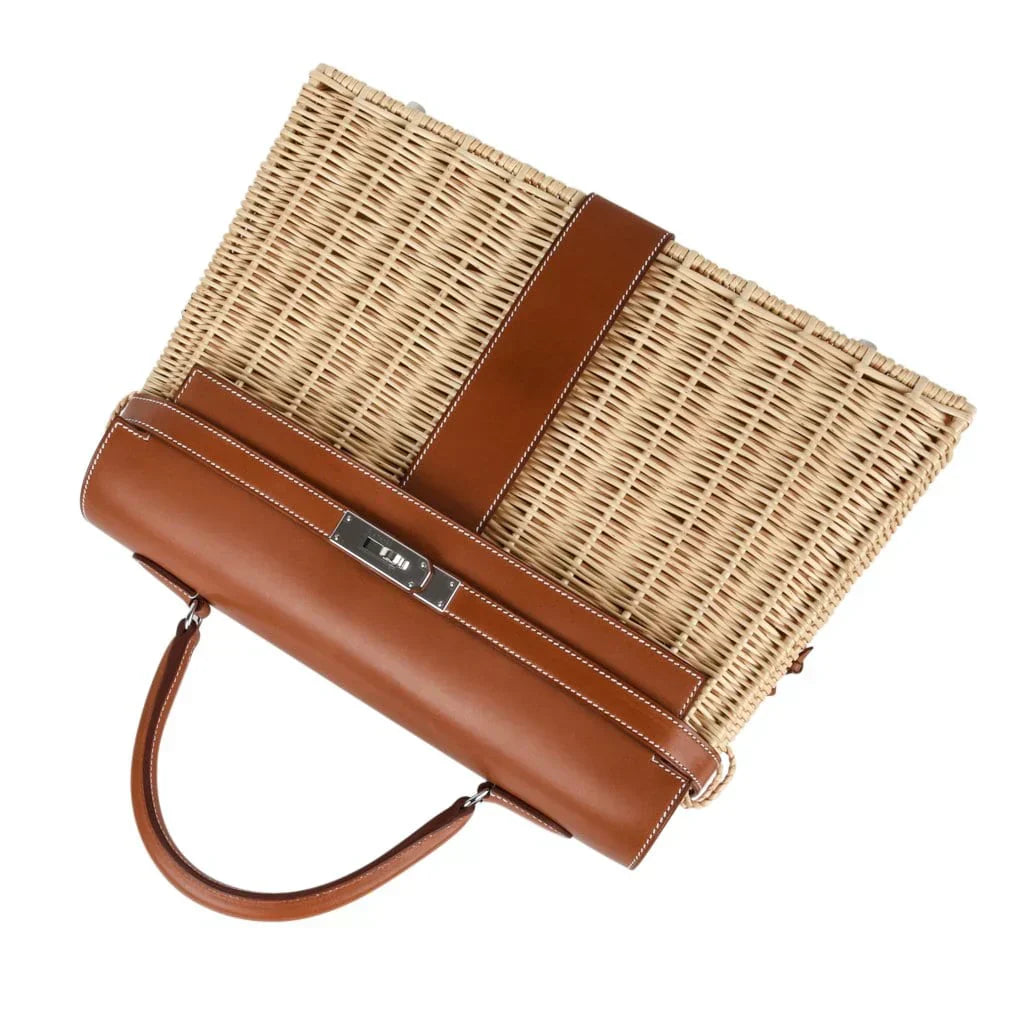 Kelly 35 Bag Picnic Wicker / Osier Palladium Hardware Limited Edition