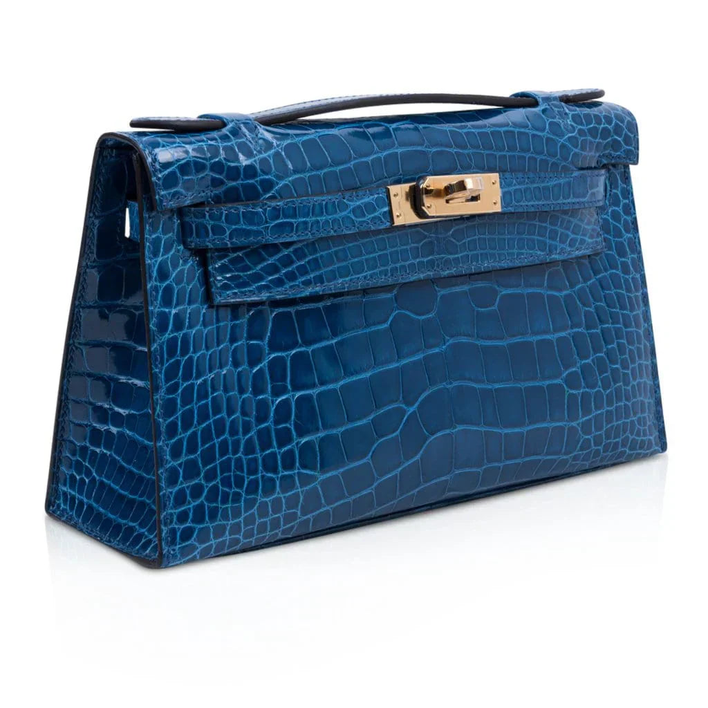 Kelly Pochette Mykonos Alligator Gold Hardware