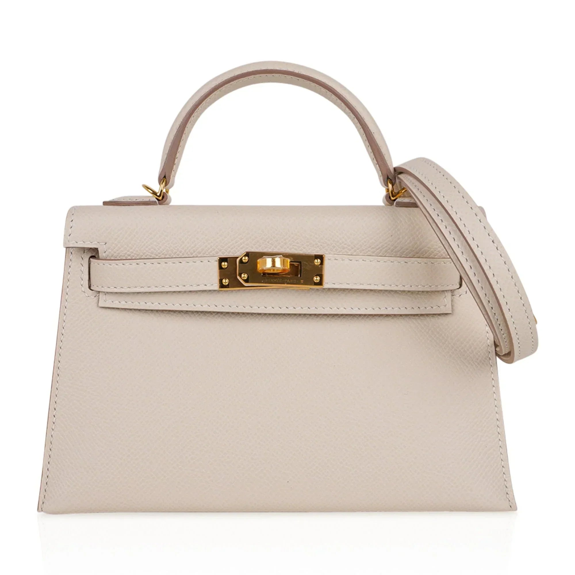 Kelly 20 Mini Sellier Bag Craie Epsom Leather Gold Hardware New w/Box