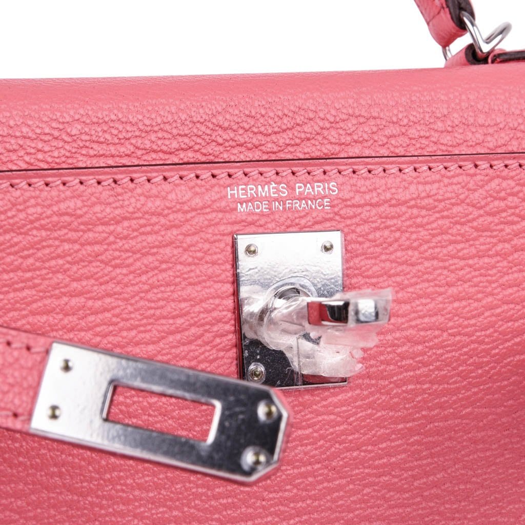 Kelly 20 Mini Sellier Bag Rose Lipstick Chevre Leather Palladium Hardware