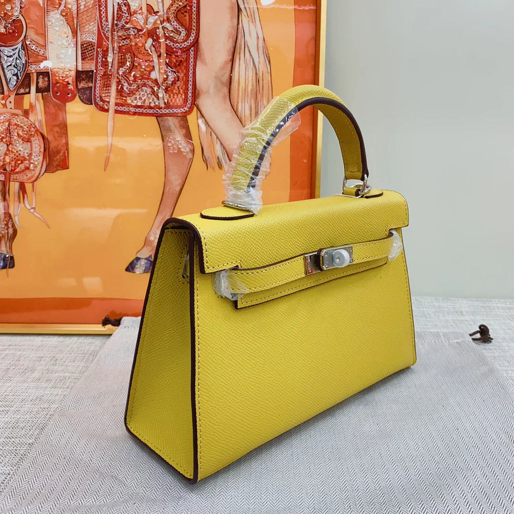 Kelly 20 Mini Sellier Bag Lime Chevre Leather Palladium