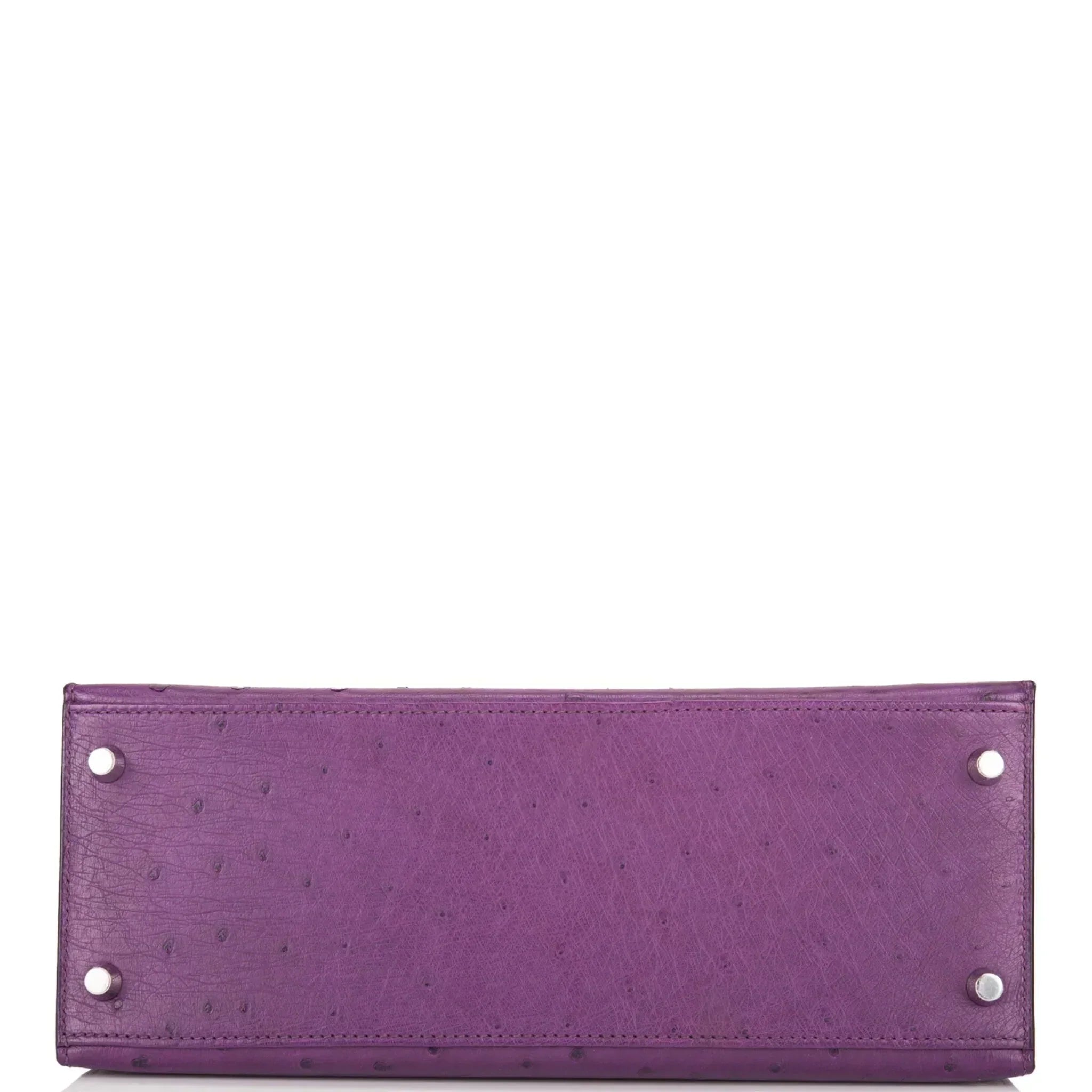 Kelly Violine Sellier Ostrich with Palladium Hardware
