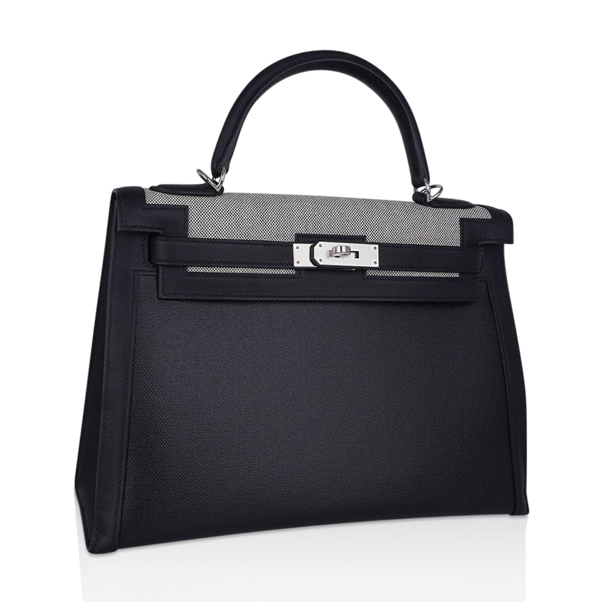 Kelly 32 Sellier Bag Toile H Berline & Plume Swift Leather with Palladium Hardware