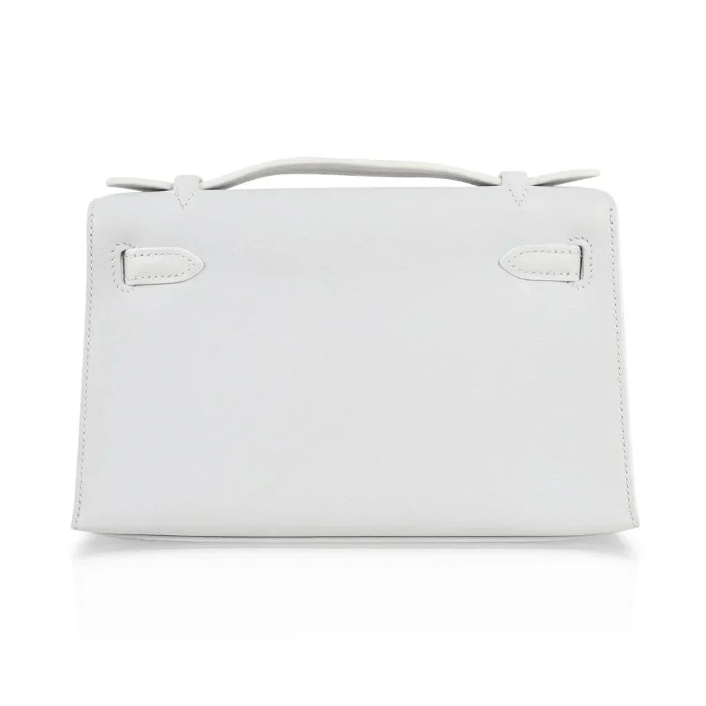Kelly Pochette Clutch Bag Very Rare White Gold Hardware