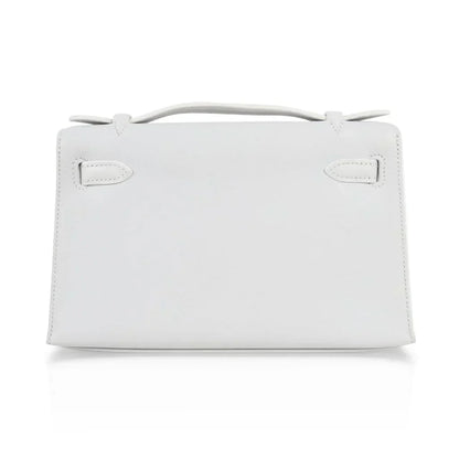 Kelly Pochette Clutch Bag Very Rare White Gold Hardware