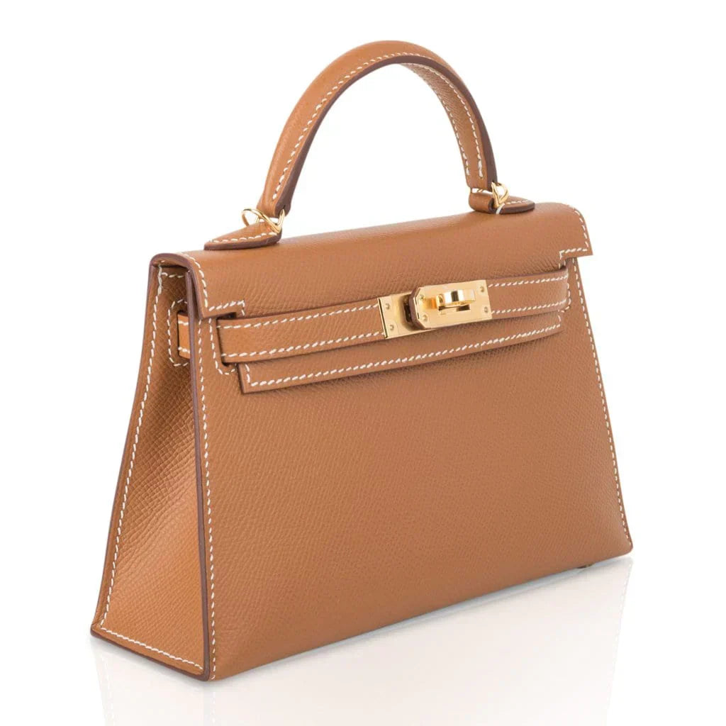 Mini Kelly 20 Bag Sellier Gold Epsom Leather with Gold Hardware
