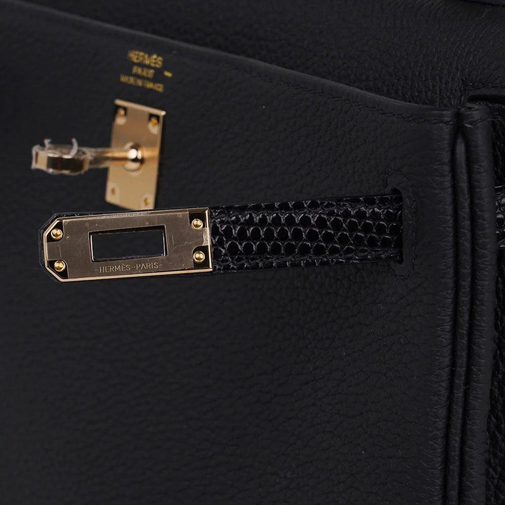 Kelly Touch 25 Retourne Bag Black Lizard / Togo Permabrass Hardware