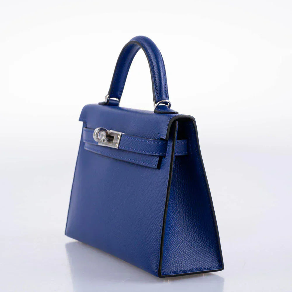 Kelly Mini II Sellier Blue Electric Epsom Palladium Hardware