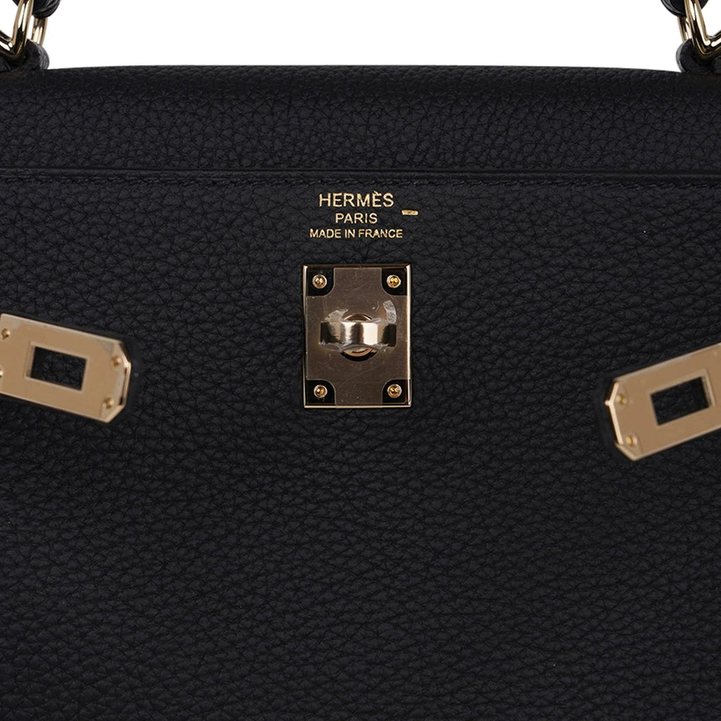 Kelly Touch 25 Retourne Bag Black Lizard / Togo Permabrass Hardware
