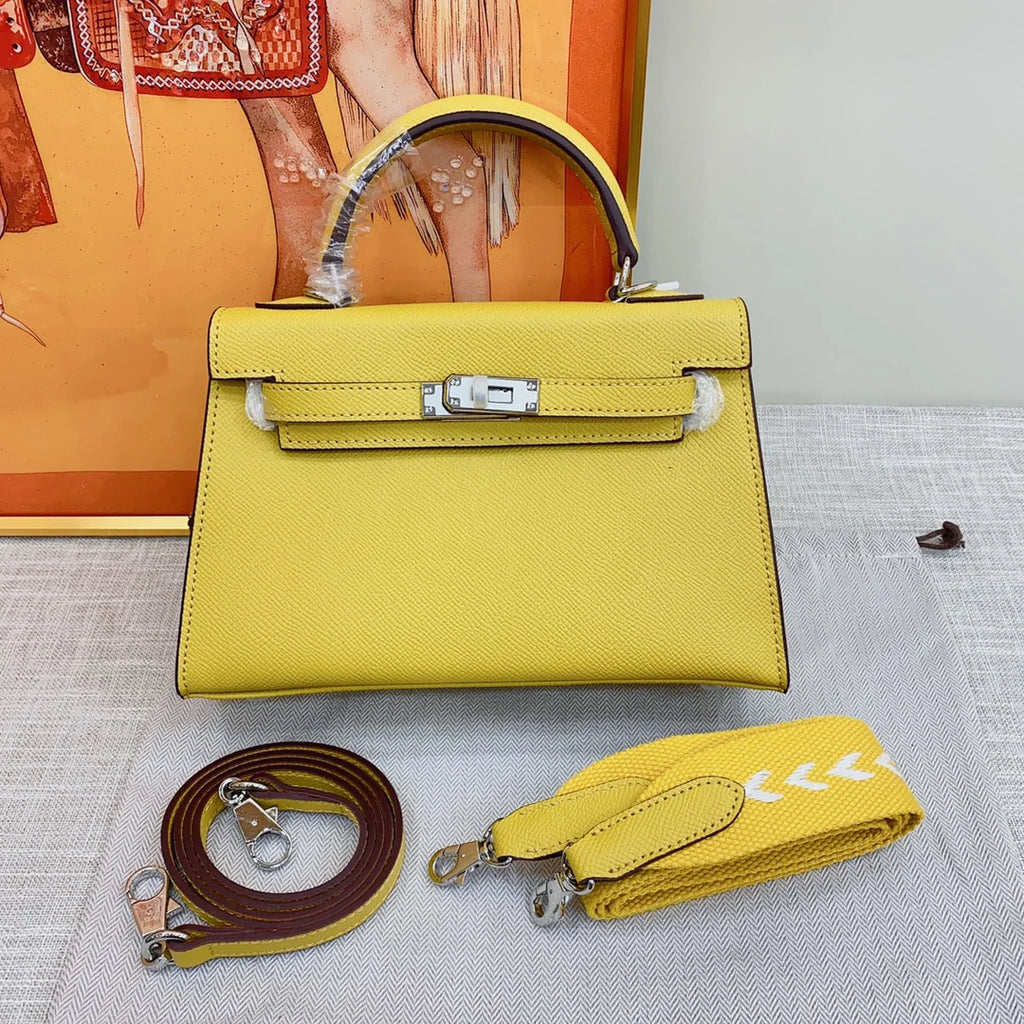 Kelly 20 Mini Sellier Bag Lime Chevre Leather Palladium