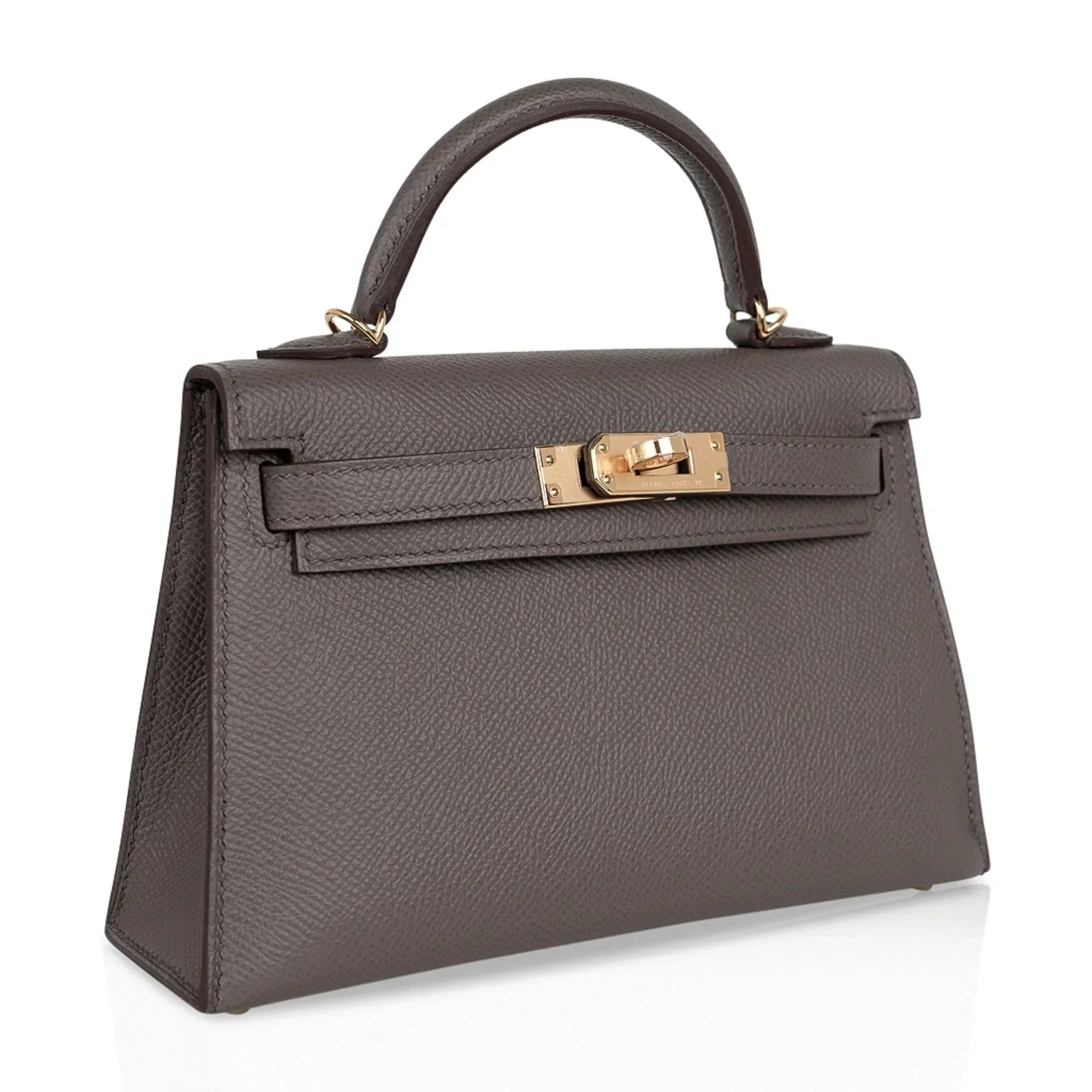 Kelly 20 Mini Sellier Bag Etain Epsom Leather Gold Hardware New w/Box
